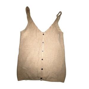 One Grey Day LA RIbbed Cream Button Down Tank Top Size XS